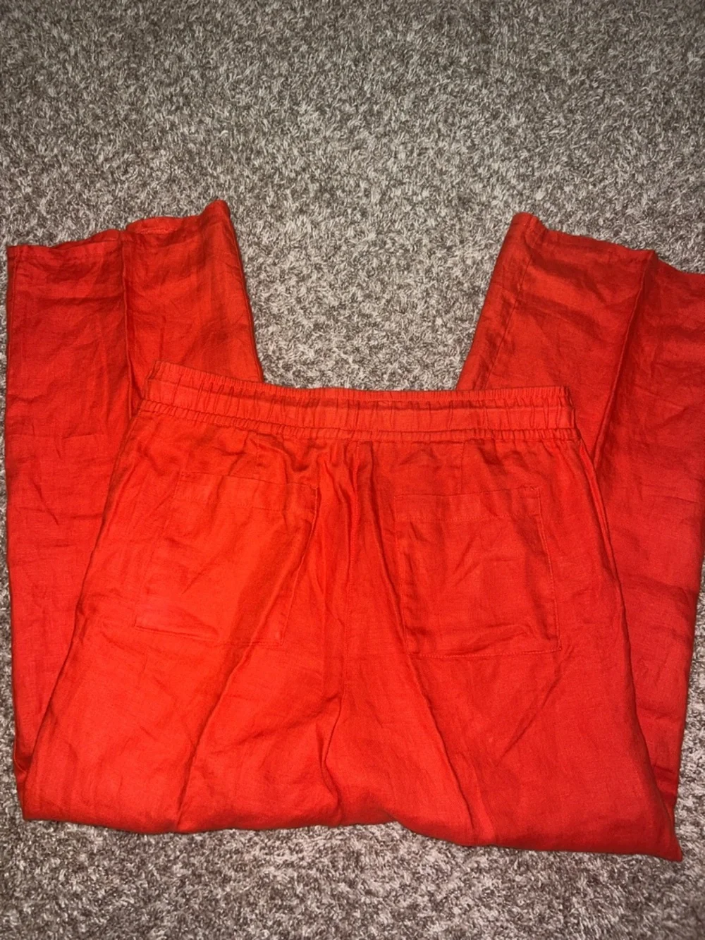 LOFT 100% Linen Wide-Leg Pants, Tassel Drawstring - Bright Coral Orange Size 6! - Picture 7 of 10